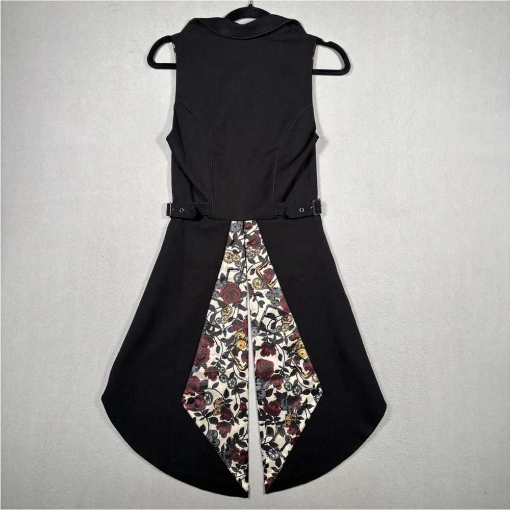 Hot Topic Snap-Front Split-Back Long Vest Women’s XS Black Steampunk Goth Punk - Picture 10 of 11